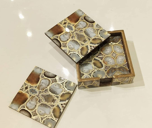 Posavasos de MDF con Diseño Floral y de Aves en Azul, Impresos en Esmalte, Cuadrados, Antideslizantes - Product Image 5