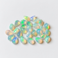 Opale d'Éthiopie blanche naturelle, forme poire 7x5mm, taille facetée, opale Welo multi-feu non chauffée, qualité AAA, vente en gros pour la fabrication de bijoux