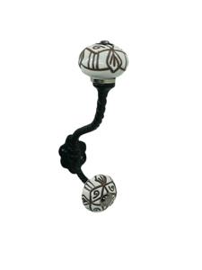 Crochet mural en laiton de style antique avec bouton en céramique design, support mural décoratif pour cuisine, salle de bain, entrée et rangement domestique - Product Image 4