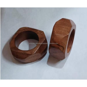 Anneaux de serviette ronds en bois, décoration de table pour mariage et fête, ensemble d'accessoires en bois massif et bambou - Product Image 6