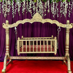 Cuna de madera con diseño de pavo real para bebés, ideal para ceremonias tradicionales. Compre una impresionante cuna de madera para decoración de escenarios. Cuna para recién nacidos, ¡la más vendida! - Product Image 5