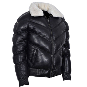 Chaqueta de lona acolchada para hombre, negra, 100% poliéster, con cuello alto, cierre de cremallera, impermeable, a prueba de viento, para invierno. - Product Image 1