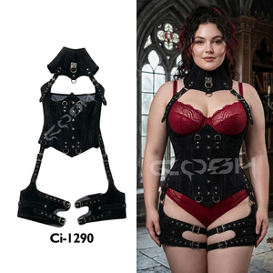 Corset en daim noir avec harnais intégré - Product Image 5