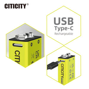 CITICITY USB Rechargeable 9V Lithium Ion Batteries-4500mWh 1000+ Charge Cycles USB-A to USB-C Cable for Home Appliances - Product Image 4