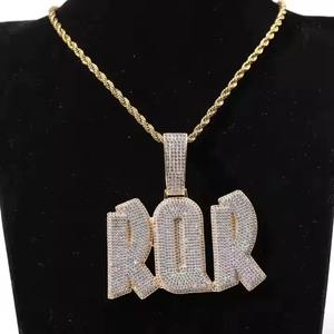 Cadena Cubana Personalizada con Colgante de Nombre Grande, Collar con Nombre Incrustado, Joyería Personalizada de Oro y Perlas para Compromiso y Cumpleaños - Product Image 1