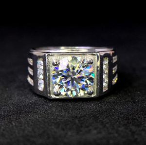 3 Carat Men's Moissanite Prong Setting Engagement <b>Ring</b> 14K Gold Plated 925 Sterling <b>Silver</b> <b>Statement</b> Wedding Band - Product Image 1