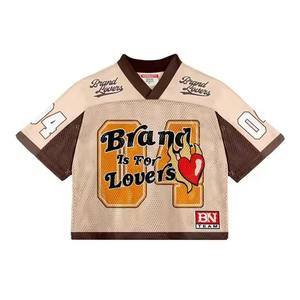 Hight Quality Poly Mesh Jersey Ribbed Neckline Custom logo Screenprint Fashion Street Wear Boxy <b>Tshirts</b> for Men - Product Image 4