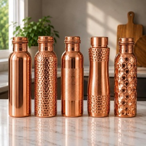 Premium <b>Copper</b> <b>Drinking</b> <b>Bottle</b> With Secure Closure For Convenient Water Storage During Work School Fitness Travel And Trips - Product Image 6
