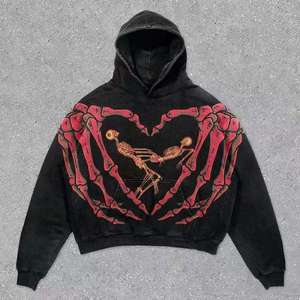 Sweat à capuche pour homme Hip Hop tendance streetwear, imprimé graffiti de créateur, brodé, 100% coton molletonné, écologique, avec poche et fermeture éclair - Product Image 2