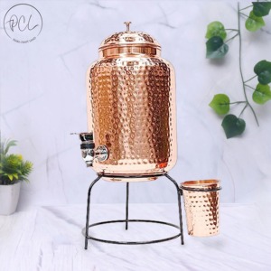 Juego de dispensador de agua de cobre con soporte de latón, grifo, tapa y una taza de cobre - Product Image 6