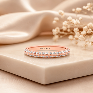 แหวนเพชรทรงกลมแบบ Eternity Band เพชรเพาะเลี้ยงคุณภาพพรีเมียม ประดับเพชรแบบ Pave ดีไซน์หรูหรา วัสดุทอง 10K 14K 18K เงิน 925 935 - Product Image 1