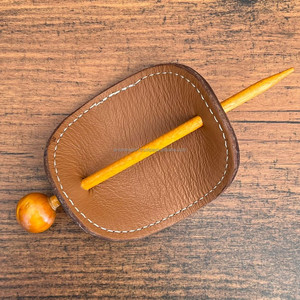 Women's Fashionable Hand Tooled Leather Stick Barrette With Wooden Stick High Quality Genuine Leather <b>Hair</b> Barrette <b>Hair</b> Slide - Product Image 6