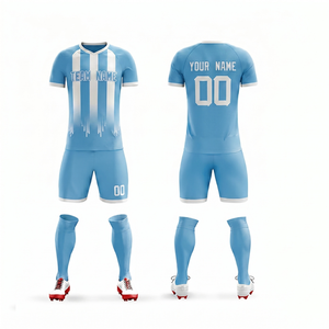 Nouvelle Arrivée Maillot de Foot Col V Manches Courtes Haute Qualité Ensemble Tenue d'Entraînement Sportive pour Adultes avec Logo Avant - Product Image 5