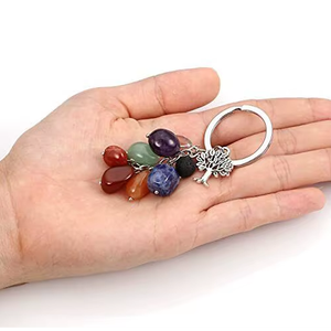 High quality Crystal Keychain 7 Chakra Tumbled <b>hanger</b> <b>Key</b> Chine Natural Stone <b>Key</b> Holder Gifts for Women <b>Key</b> Chain wholesale - Product Image 5