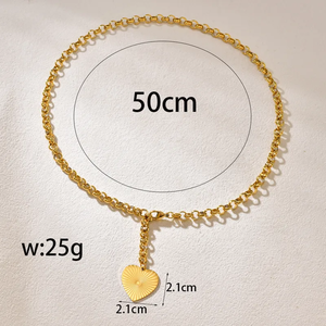 สร้อยคอจี้รูปหัวใจสำหรับผู้หญิง สแตนเลส 304 เคลือบทอง 18K พร้อมโซ่ลูกบอล - Product Image 4