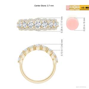Bague de fiançailles et de mariage tendance en or jaune 14 carats, ornementée de diamants de laboratoire taille marquise de 2,50 carats, clarté VS1, couleur F, certifiée IGI, style pavé - Product Image 3
