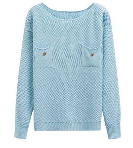Pull en maille léger et chaud pour femme, col rond, respirant, en nylon/coton, style vintage, coupe oversize, idéal pour l'hiver - Product Image 1