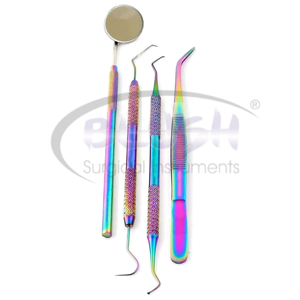 Stainless Steel Dental Examination Set 3Pcs Diagnostic Kit Reusable Ergonomic Manual Class I Customizable by <b>Blush</b> Surgical - Product Image 1