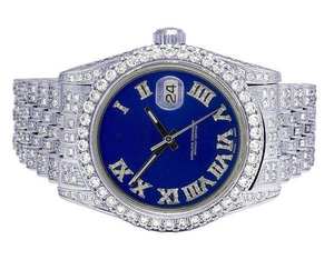 BOJ R.O.L.E.X.017 Montre Homme de Luxe à Quartz Analogique en Acier, Chiffres Romains, Moissanite Intégrale, 41MM, Résistance à l'Eau 3BAR, Style Hip Hop - Product Image 1