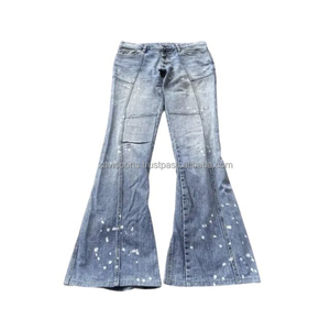 Pantalons en jean stretch de haute qualité élégants pour femmes, pantalons évasés personnalisés, décoration boutonnée, mode décontractée, coupe droite, skinny, OEM - Product Image 1