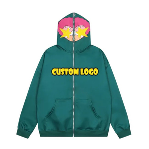 Fabricantes de sudaderas con capucha, impresión en relieve, venta al por mayor, sudaderas con capucha con cremallera completa, sudaderas con capucha personalizadas con logo impreso en 3D para hombre, sudaderas con capucha con impresión en relieve. - Product Image 4
