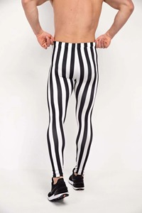 Leggings de sport pour hommes, pantalons de jogging décontractés à rayures noires et blanches, séchage rapide, pour la course à pied, la gym et l'entraînement - Product Image 4