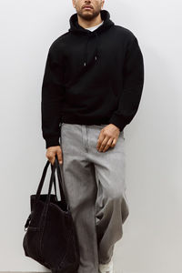 Sweat-shirts à capuche personnalisés imprimés pour l'automne, en coton épais noir, coupe oversize, pour le sport et le streetwear - Product Image 2