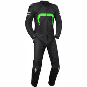 Traje de Motociclismo de Cuero Verde y Negro, Equipo de Protección Completo para Motociclistas - Product Image 4