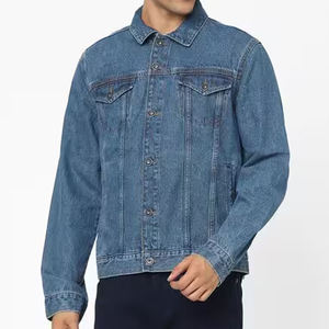 Veste en jean classique pour homme, bleu délavé, coton, col rabattu, coupe classique, simple boutonnage, style automne - Product Image 3