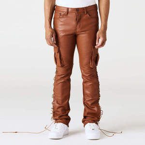 Pantalon décontracté en cuir pour homme PIHA SPORTS, taille haute, coupe droite, devant plat, imperméable, pour l'hiver et les activités de plein air, avec braguette zippée - Product Image 5