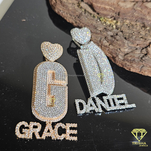 Luxury Custom Letter Pendant Necklace <b>Iced</b> <b>Out</b> Moissanite Diamond Cuban <b>Chain</b> Fashion Jewelry - Product Image 4