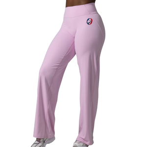 Pantalon large taille haute rose clair pour femme, extensible, idéal pour le yoga, l'entraînement, la gym, le fitness, la détente et les voyages - Product Image 5