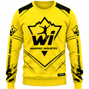 Sudadera de Cuello Redondo con Estampado de Sublimación Amarillo para Hombre, Marca Warpro Industry, Corte Regular, Ropa Casual de Otoño - Product Image 1