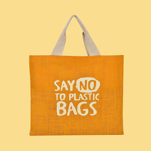 reusable grocery jute tote bag slogan print shopping carryall beach <b>handbag</b> storage organizer travel casual fabric eco - Product Image 1