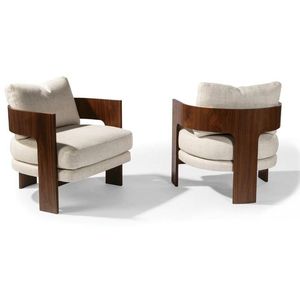 Architectural Low-Profile Walnut Accent <b>Armchair</b> - Product Image 1