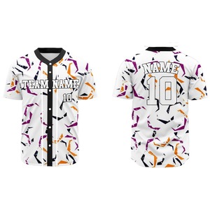 Maillot de baseball personnalisé tendance à sublimation, manches courtes, tissu léger et doux, respirant, confortable, unisexe, nom d'équipe personnalisé - Product Image 5