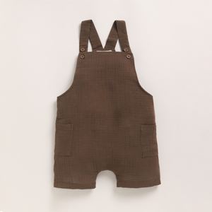 Organic Cocoa Whisper Color <b>Muslin</b> Dungaree Premium Quality <b>Baby</b> Clothing - Product Image 1