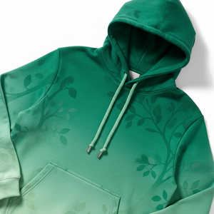 Unisex Hooded Sweatshirt With <b>Leaf</b> Print Oversized Fit Casual French Terry Cotton Hoodie Autumn Style Pocket Design - Product Image 4