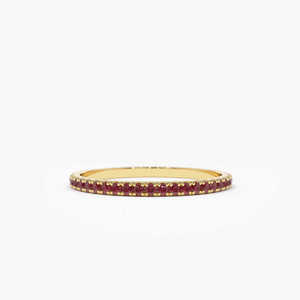 Anillo de Eternidad Completo de Oro Sólido de 14k con Incrustaciones de Rubíes de 1.20mm, Joyería Fina Hecha a Mano, Anillo Apilable para Boda o Compromiso - Product Image 2