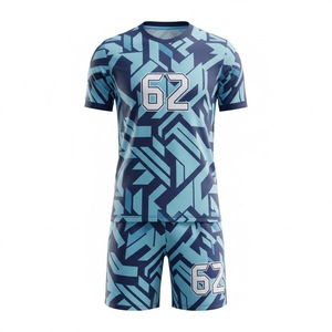 Maillot de football personnalisé sublimé, motif géométrique abstrait bleu marine, ensemble uniforme de football respirant, tenue d'entraînement d'équipe, vêtements de sport - Product Image 1