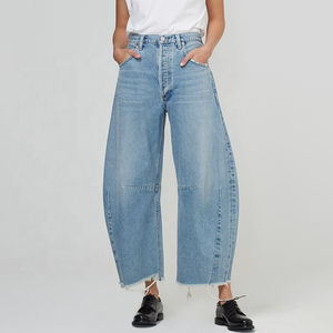 กางเกงยีนส์ผู้หญิงทรงหลวมเอวกลางขากว้าง Y2K ลำลองจีบระบายอากาศได้ดีซักได้กางเกงยีนส์ผู้หญิงใส่สบายฤดูใบไม้ผลิฤดูร้อน - Product Image 4