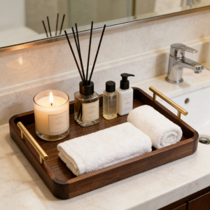 Plateau de service en bois en gros avec poignée, plateau de table basse, plateau de rangement en matériau naturel massif, artisanat décoratif pour la maison - Product Image 5
