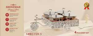 Ensemble de condiments de luxe en céramique en forme de vélo doré avec boutons en cristal et bocaux de 3 mm d'épaisseur, style glamour, décoration de table - Product Image 2