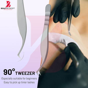 Pince à épiler pour cils à pointe en fibre, haute précision, en acier inoxydable argenté, pour volume, meilleur prix, fournitures en gros pour extensions de cils - Product Image 6