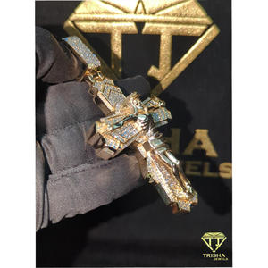925 Sterling Silver Iced Out <b>Cross</b> <b>Pendant</b> VVS Moissanite Diamond Jesus <b>Men</b> Luxury Hip Hop Necklace Jewelry By Trisha Jewels - Product Image 3