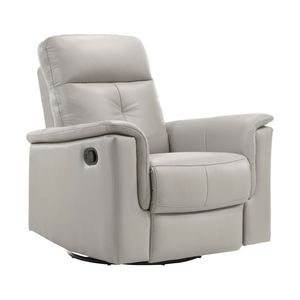Moderna Poltrona Reclinabile Girevole in Pelle Color Argento con Movimento Glider, Comoda per Arredamento Soggiorno - Product Image 3