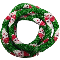 Pulseras y Brazaletes de Moda para Niños con Cuentas de Vidrio Japonés Verde Chez Replubic y Diseño de Ganchillo Moderno - Fácil de Usar