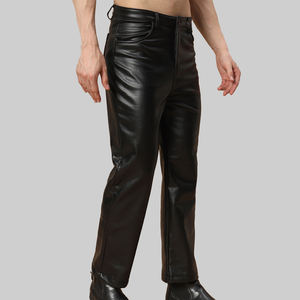 Pantalones de Cuero de la Mejor Calidad Hechos en Fábrica para Hombre, Cintura Alta, Frente Plano, Transpirables, Técnicos, Tejidos, en Oferta a Precio de Mayoreo - Product Image 3