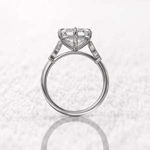 Bague de fiançailles en moissanite taille émeraude, or blanc 14 carats, solitaire pour anniversaire, mariage, promesse, cadeau pour femme RITZIN - Product Image 2