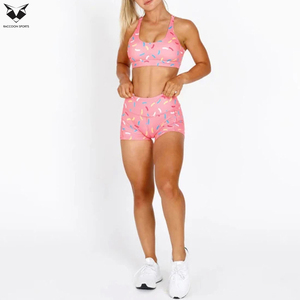 Shorts de Yoga para Mujer, de Tela Suave y Flexible, Color Rosa con Diseño de Chispas de Donut, Transpirables, de Secado Rápido, Cintura Alta, Sublimados - Product Image 5